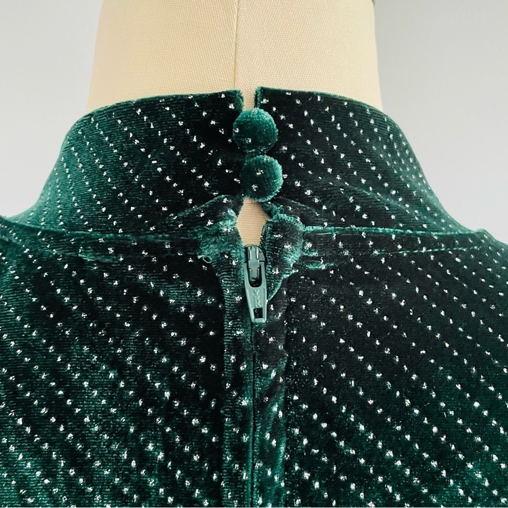 Smak Parlour Emerald Sparkly Velvet Mock Turtleneck Dress- Size 2X- NWT - Picture 7 of 10